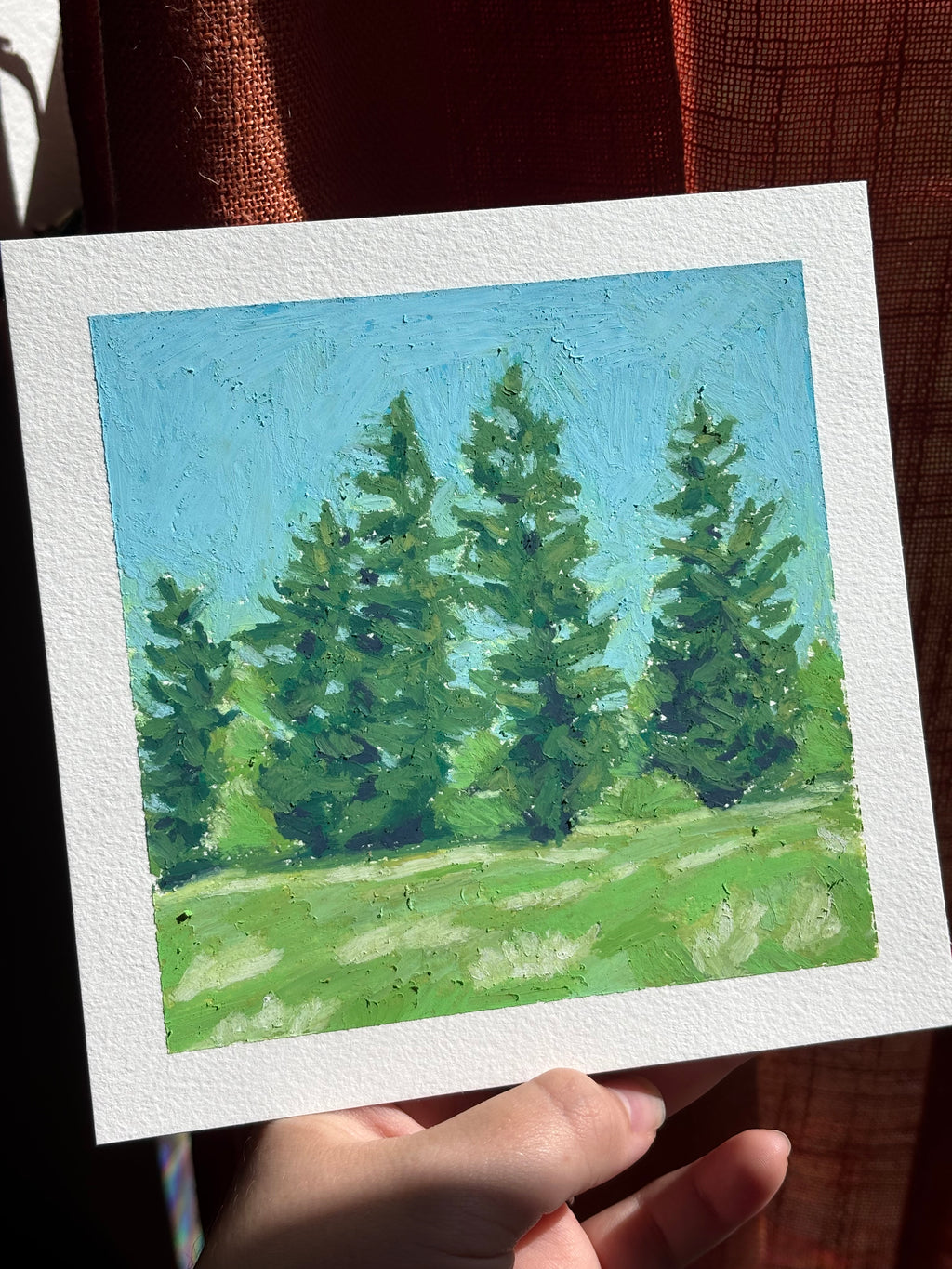 In Rainier 6x6 Original Oil Pastel Drawing