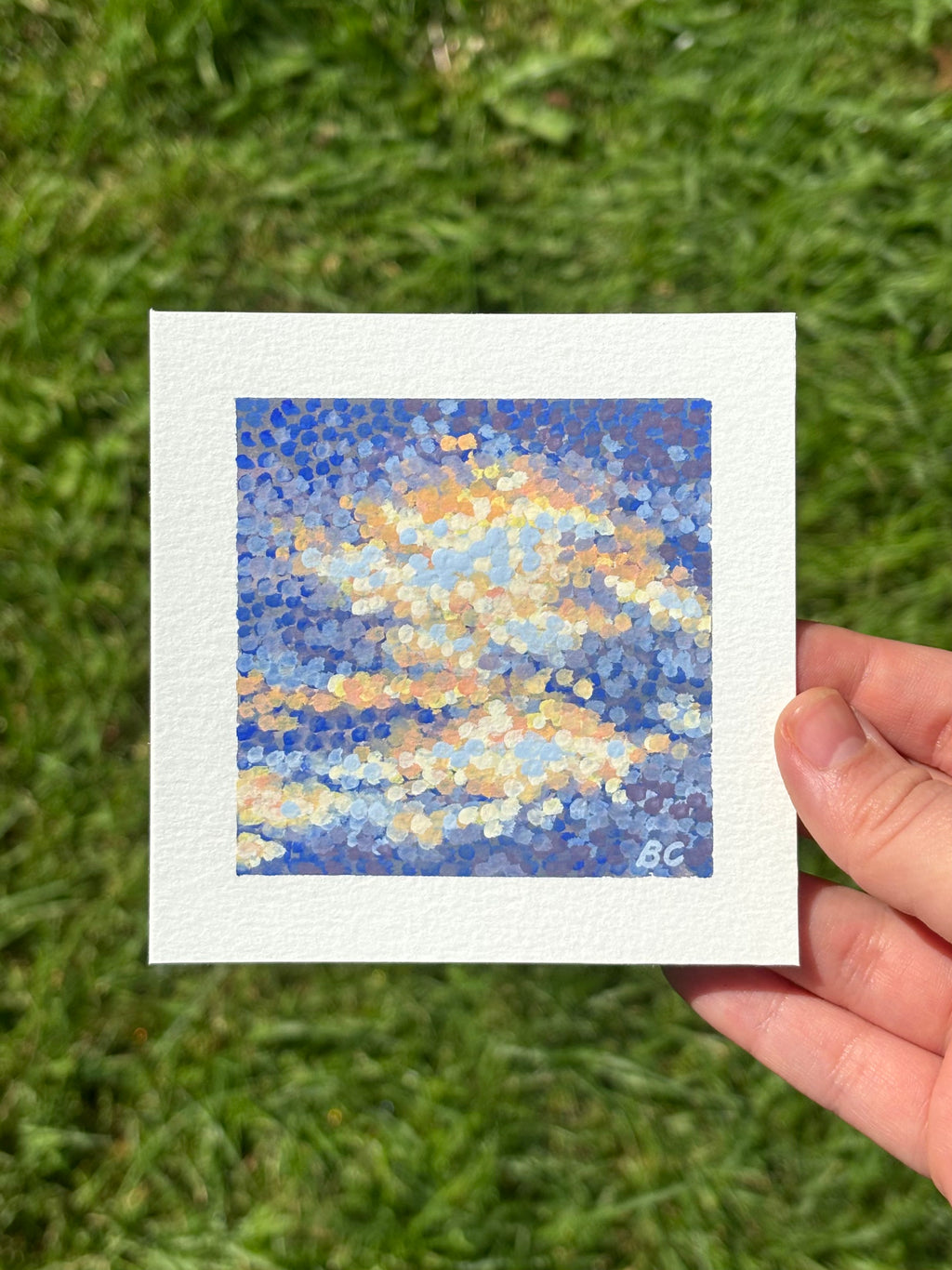 Clouds During Sunset 4x4 Gouache Original Painting