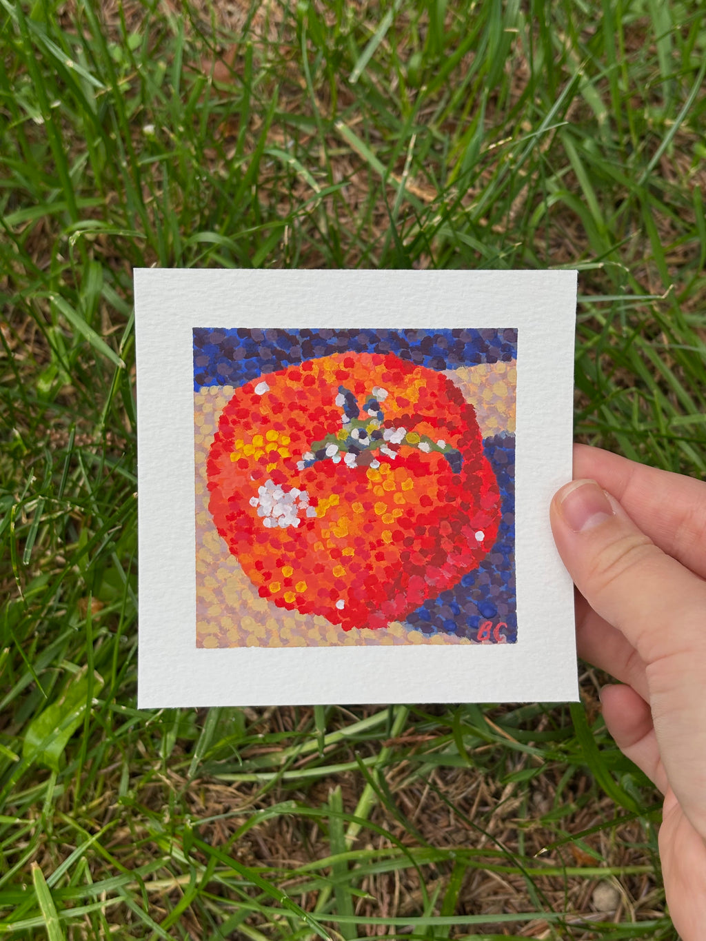 Tomatoes in the Sun 1 4x4 Gouache Original Painting