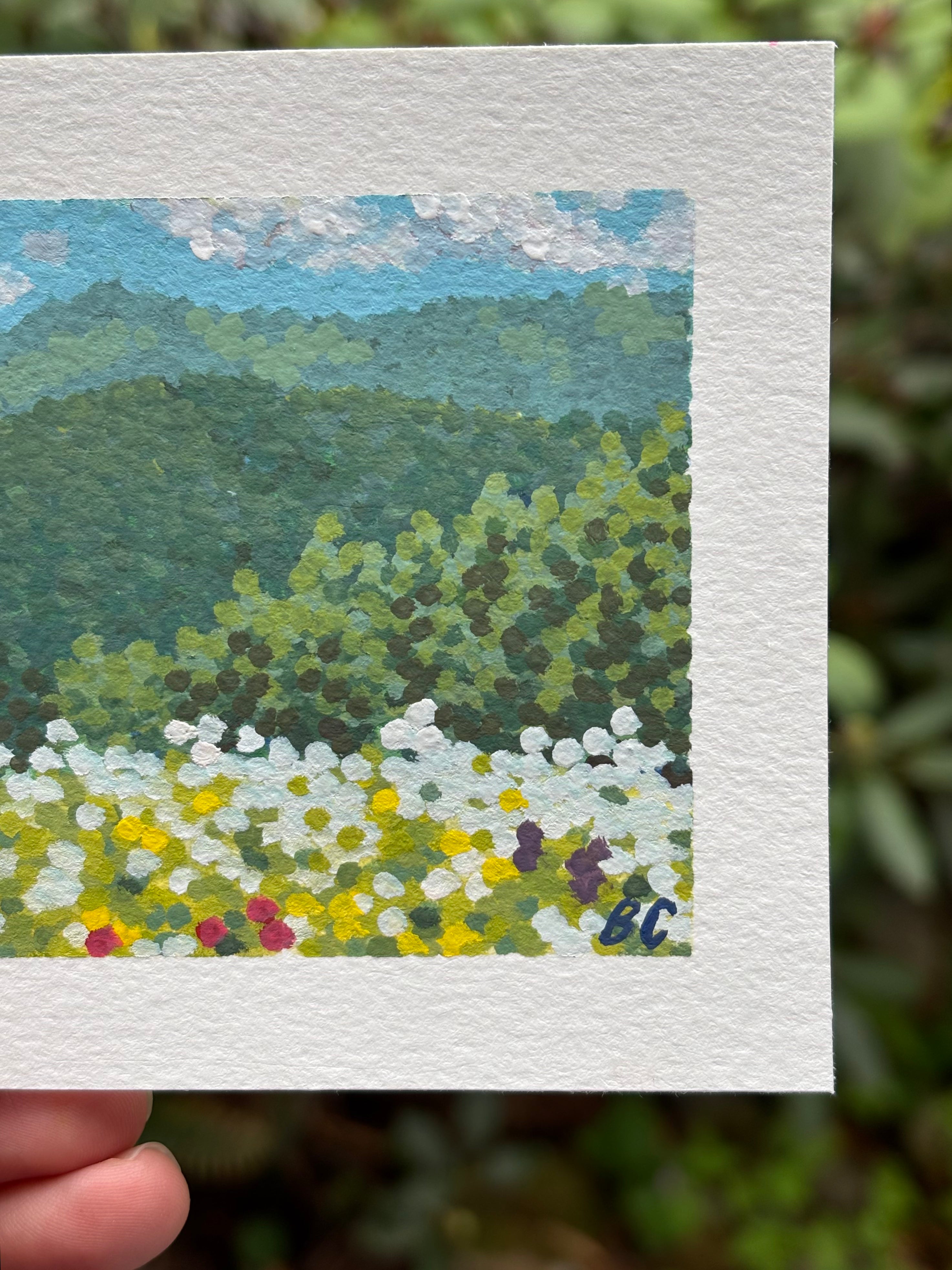 Wildflowers in the Mountains 4x4 Gouache Original Painting
