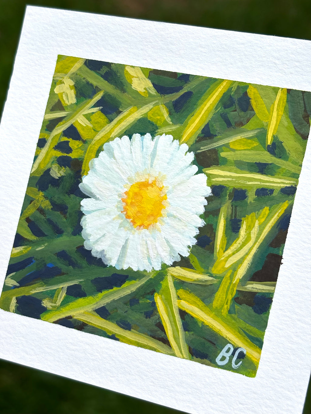 Spring Daisy 4x4 Gouache Original Painting