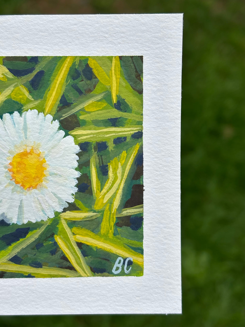 Spring Daisy 4x4 Gouache Original Painting