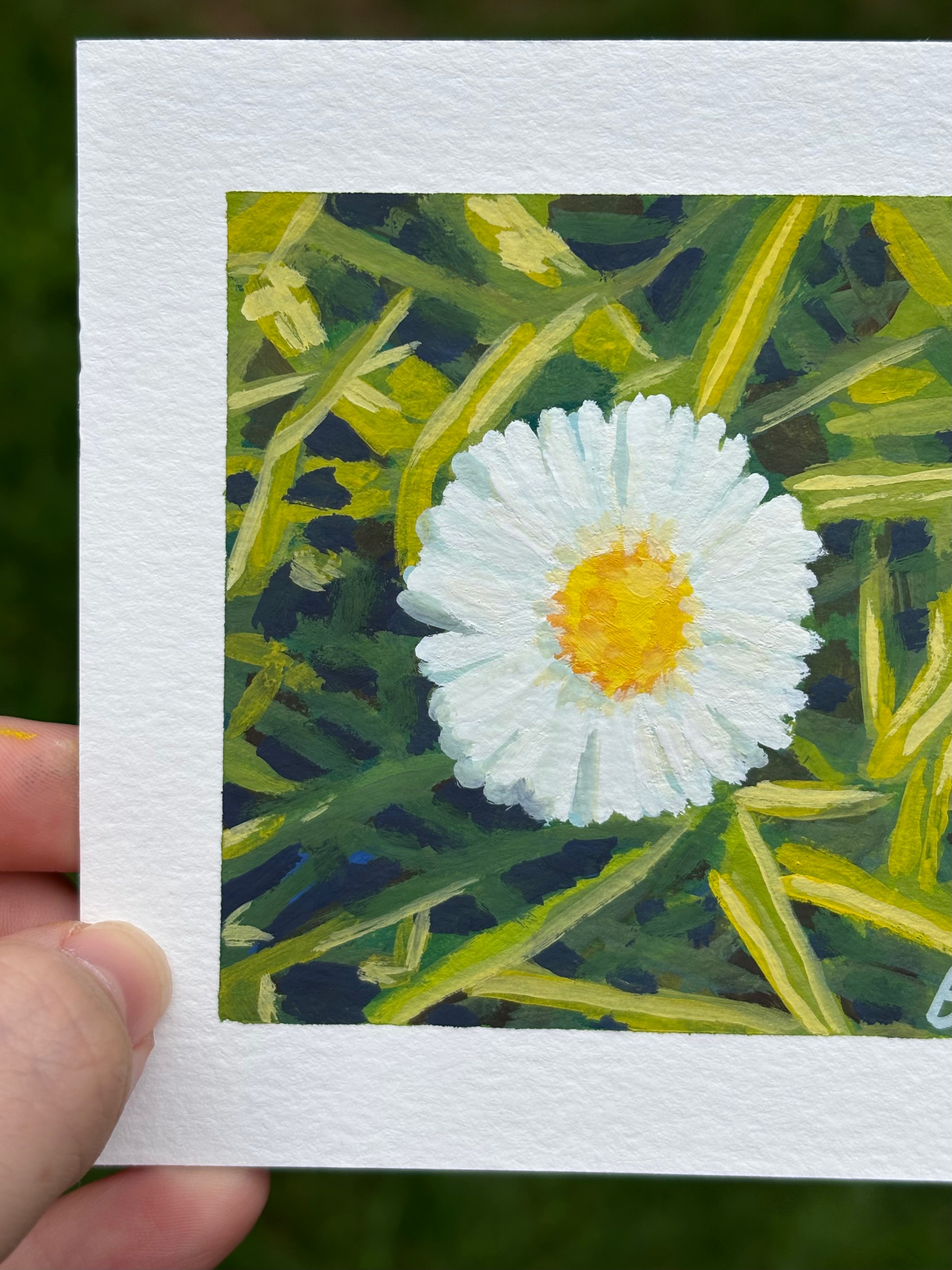 Spring Daisy 4x4 Gouache Original Painting