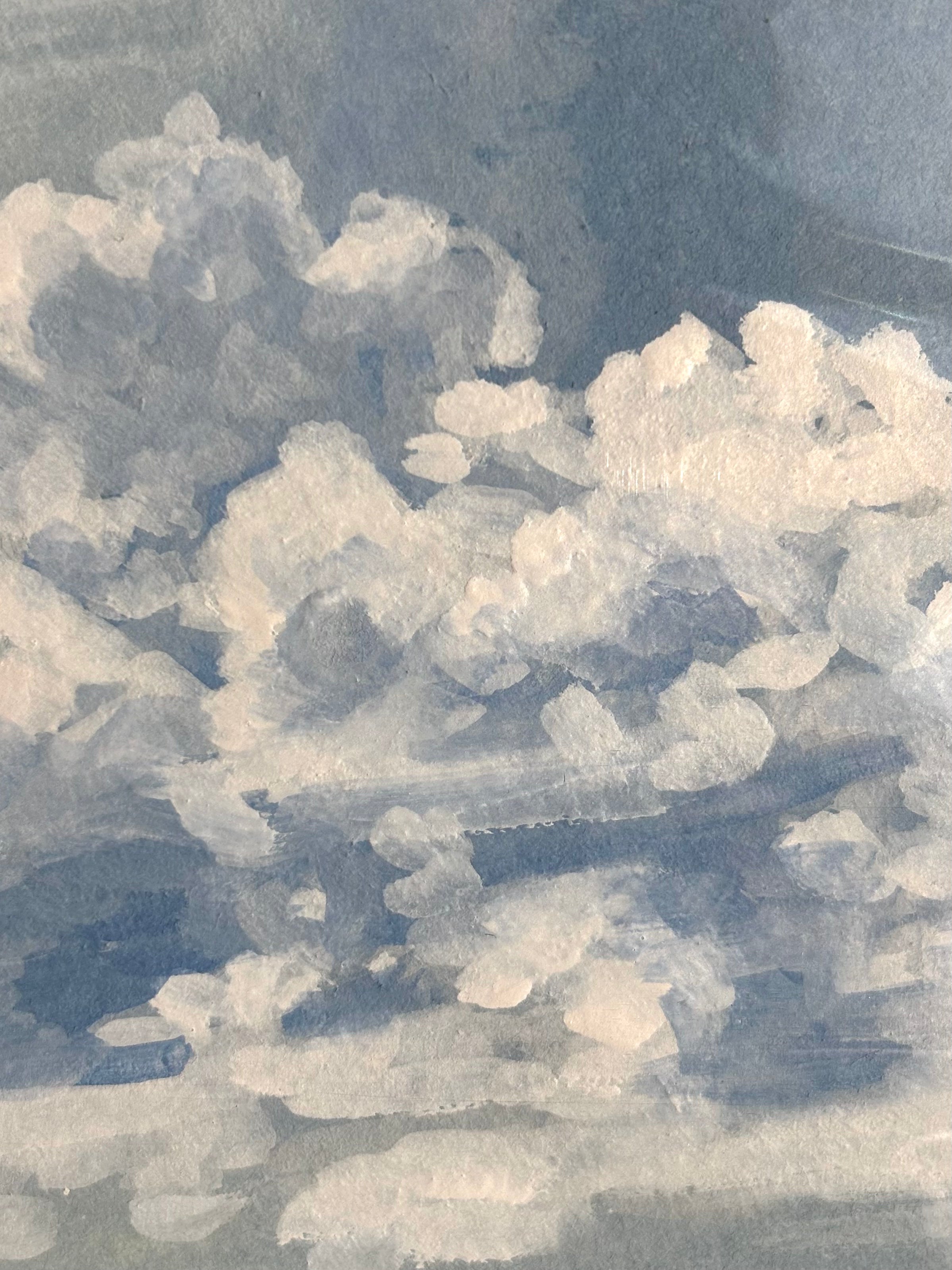 Afternoon Clouds 4x4 Gouache Original Painting