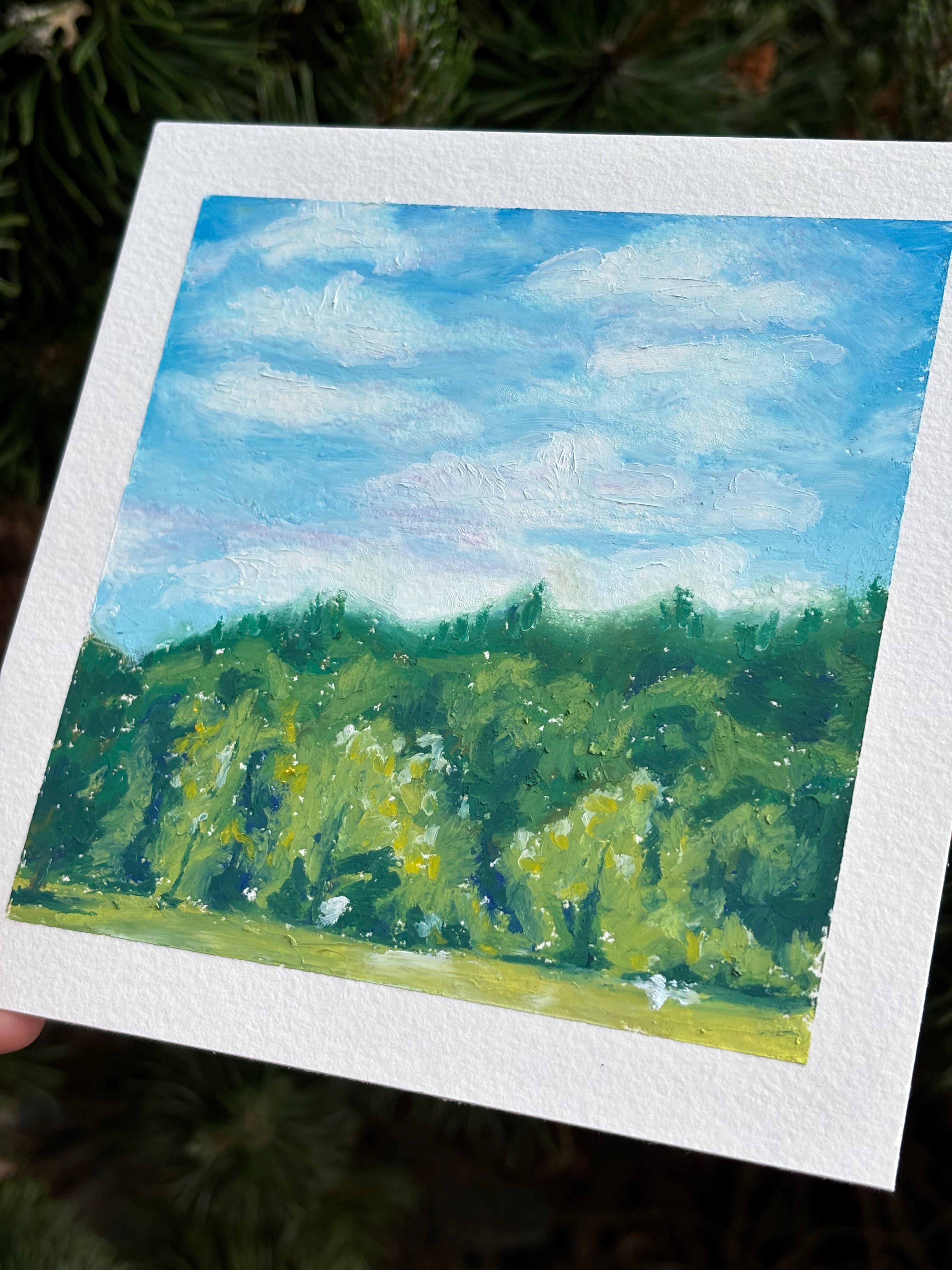Washington Drive 6x6 Original Oil Pastel Drawing