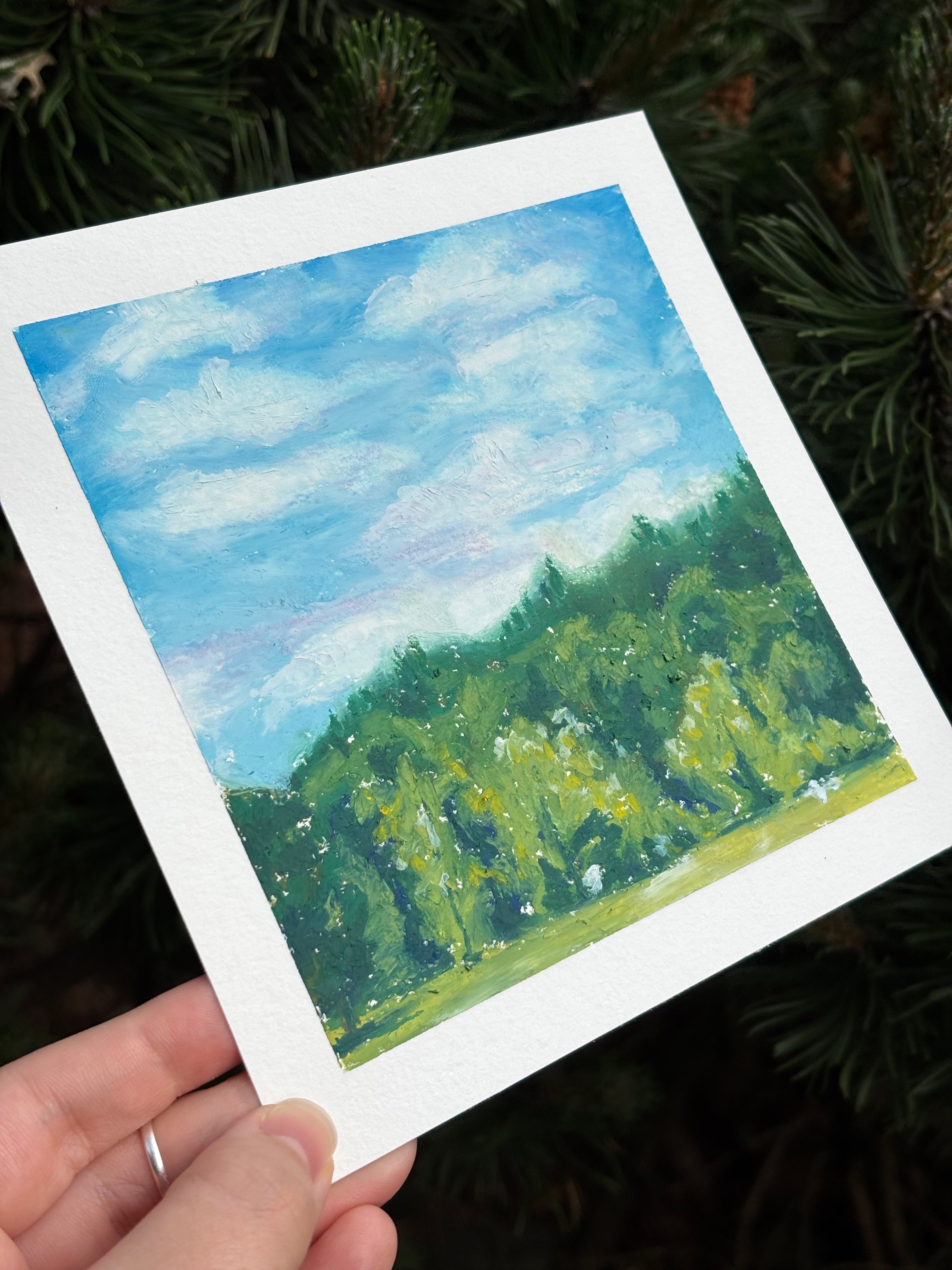 Washington Drive 6x6 Original Oil Pastel Drawing