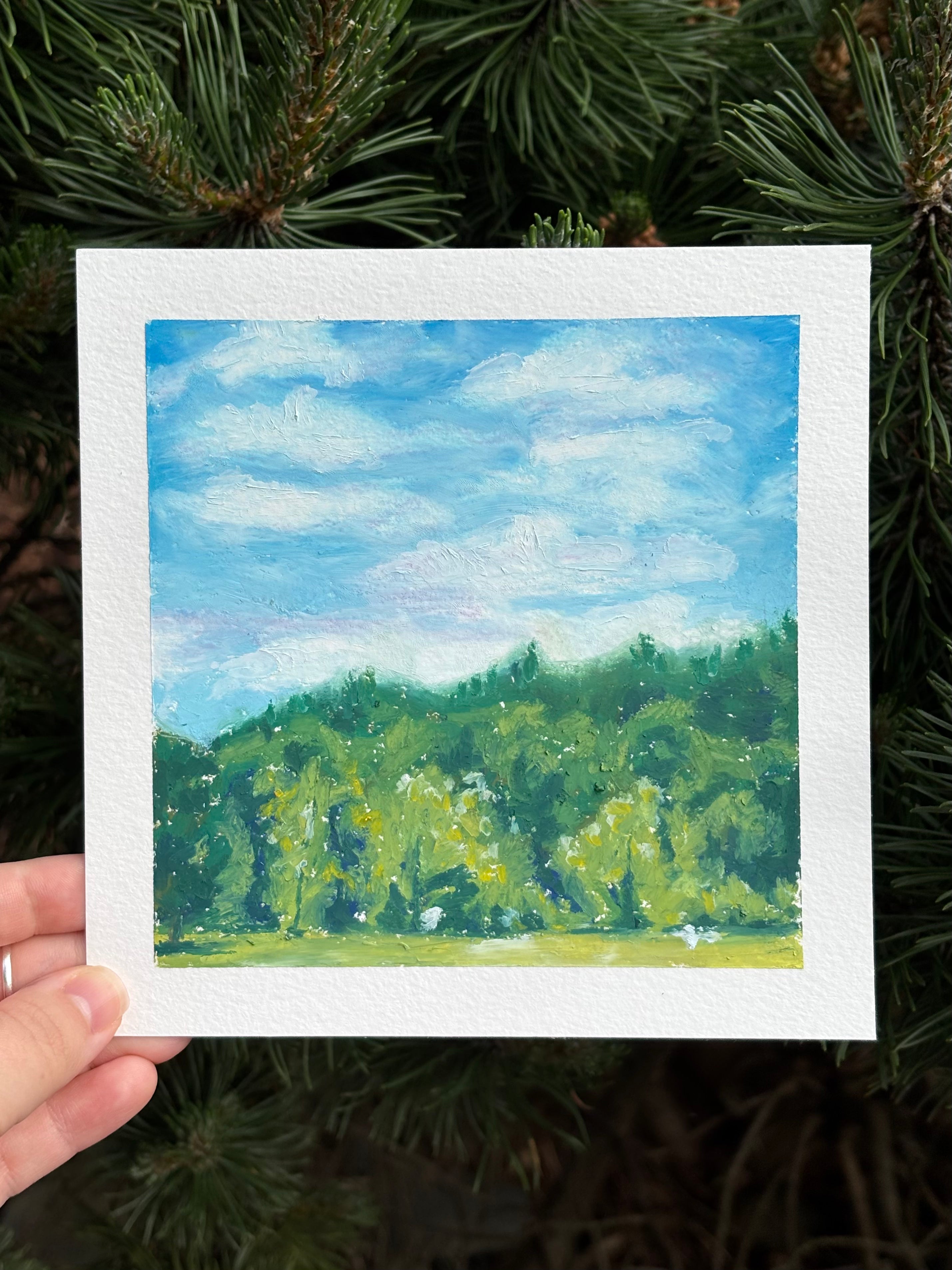 Washington Drive 6x6 Original Oil Pastel Drawing